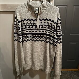 Urban Pipeline Gray and Black Patterned Zip-Up Sweater